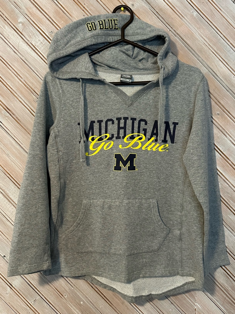 Stadium Athletics Gray Michigan "Go Blue" Hoodie with Yellow and Navy Accents